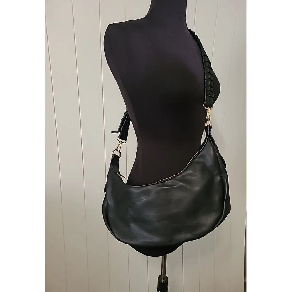 Zola Black Purse Vegan Leather Crescent Crossbody or Shoulder Bag Jules Kae.